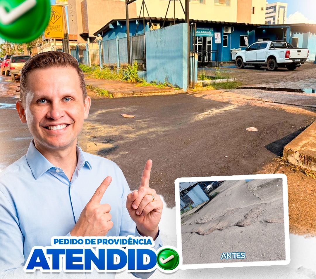 PEDIDO DO VEREADOR PASTOR BRUNO LUCIANO GARANTE RECUPERAÇÃO ASFÁLTICA EM FRENTE À POLICLÍNICA DRA. ANA ADELAIDE