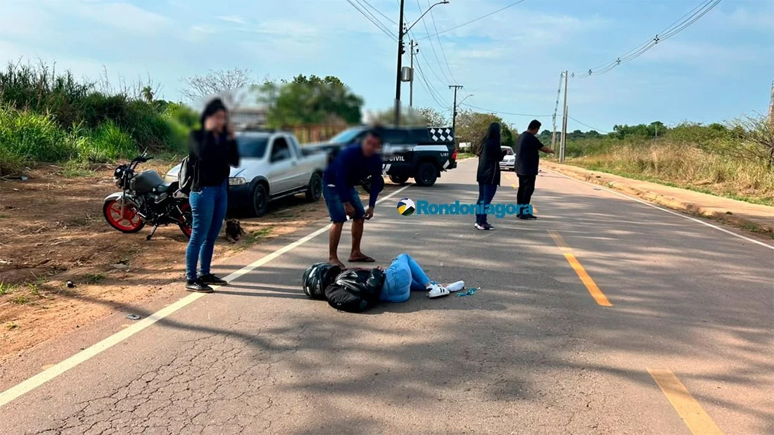 Ultrapassagem encerra em acidente com três motos e deixa dois feridos em Porto Velho