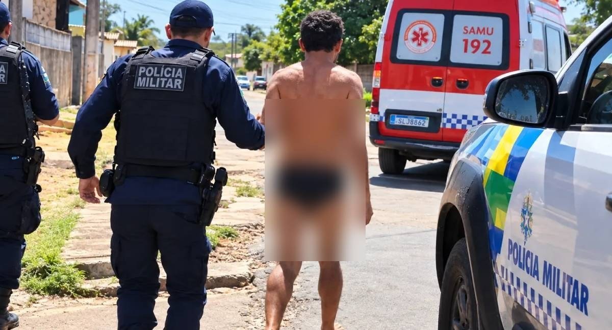 Homem com comportamento alterado caminha de cueca em via pública e é socorrido pelo SAMU em RO