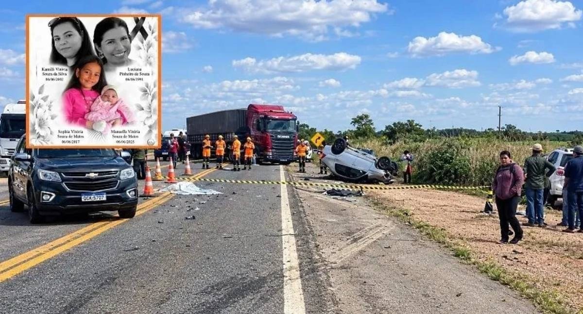 Grave acidente deixa quatro mortos entre eles mãe e duas filhas na BR-364