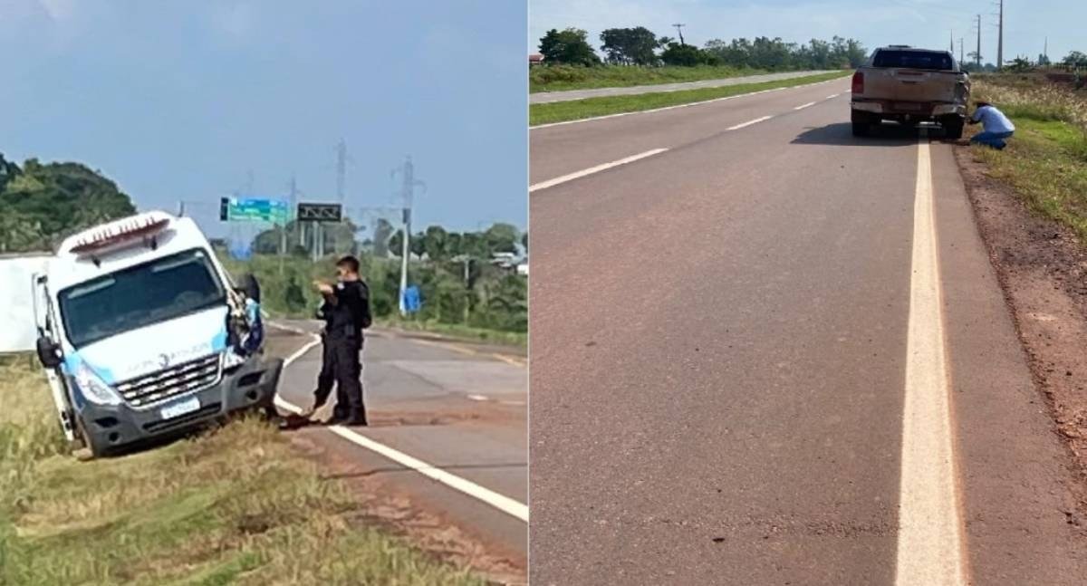 Colisão entre caminhonete e van de transporte de detentos é registrada na BR-429
