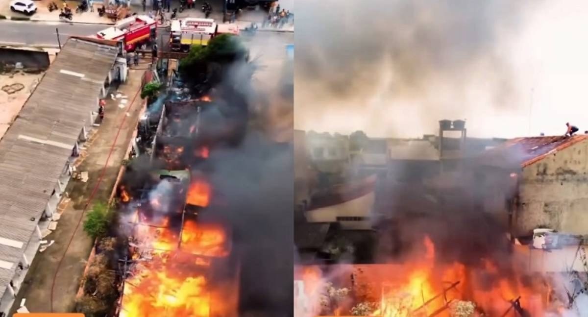 Incêndio de grandes proporções destrói residência e atinge veículo em Rondônia